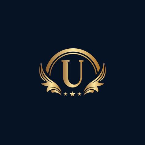 Premium Vector | Luxury letter u logo royal gold star