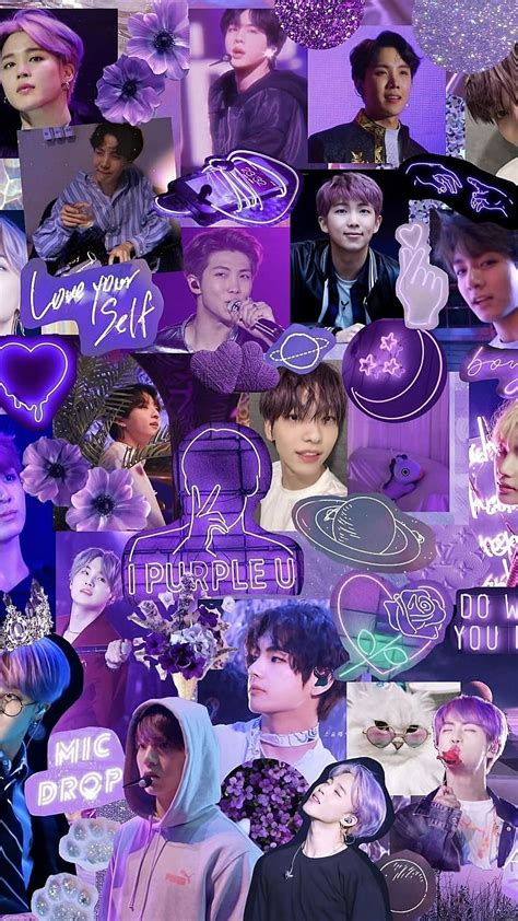 Aesthetic Bts, Purple Collage, korean singer, kpop, HD phone wallpaper ...