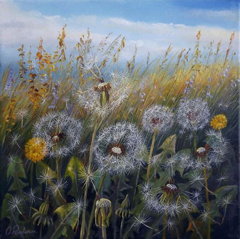 Dandelion Field Oil painting by Oleg Riabchuk | Artfinder