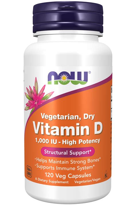 NOW Supplements, Vitamin D 1,000 IU Dry, High Potency, Strong Bones ...