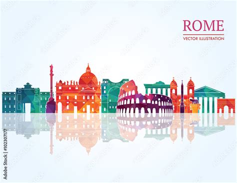 Rome skyline detailed silhouette. Vector illustration Stock Vector ...