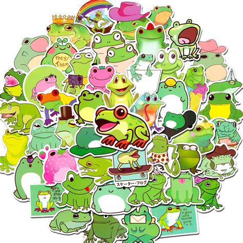 Amazon.com: 50Pcs Frog Stickers, Cute Frog Stuff, Frog Party Favors ...