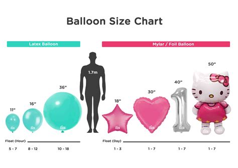 Balloon Size Chart Illustration | Balloons, Balloon decorations party ...