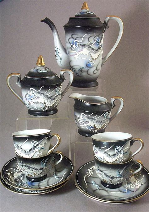 13 Pc Vintage Kutani Dragonware - Moriage Hand Painted Tea Set ...