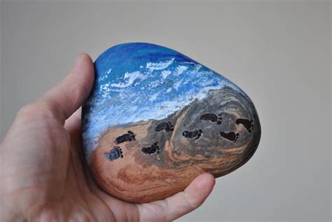 Footprints on Beach Rock Day 4 of 180 Days of Stone Painting - Truly ...