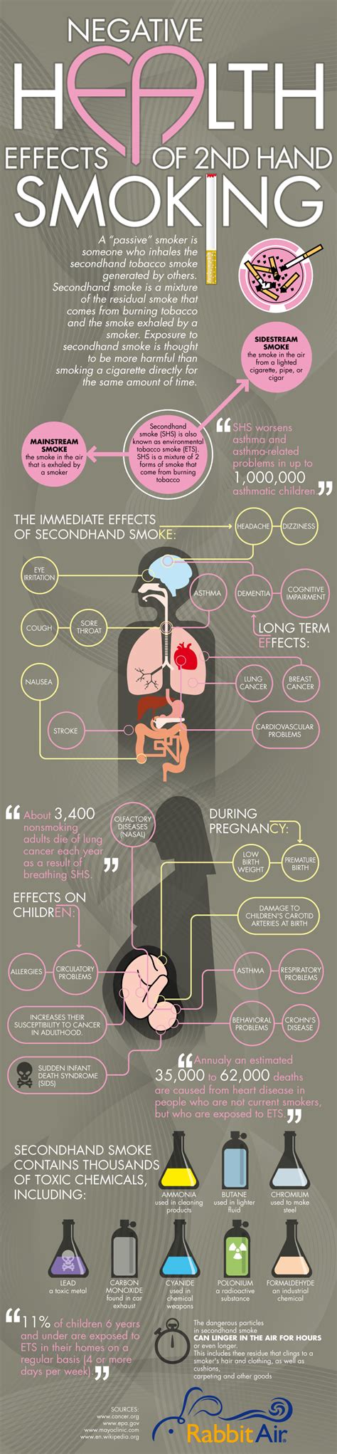 Secondhand Smoke Facts and Statistics Infographic – Rabbit Air