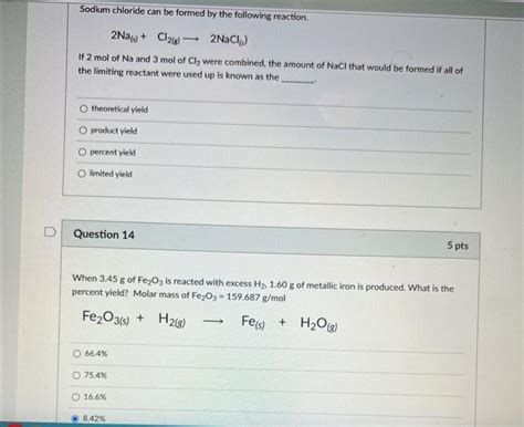 Solved Sodium chloride can be formed by the following | Chegg.com