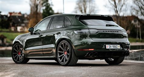 Dark Green Porsche Macan Turbo Lowers Its Off-Road Expectations With 21 ...