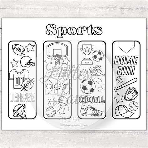 Sports Coloring Bookmarks Bookmarks to Color Football Basketball ...