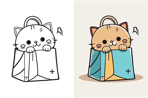 The character of a Little cat in a paper shopping bag, Cute cat, Cat ...