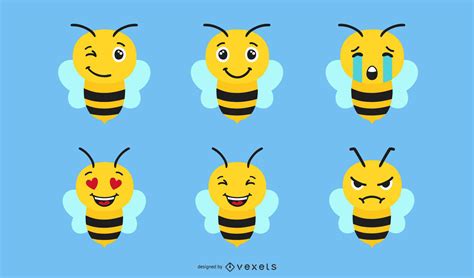 Bee Emoji Set Vector Download