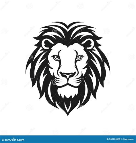 High Detail Black and White Lion Head Logo Design Stock Illustration ...