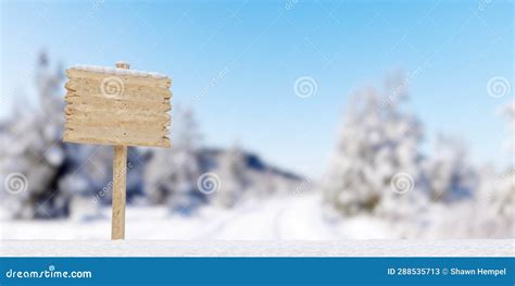 Empty, Blank Wooden Sign with Snow Cover, Wooden Board Sign Template ...