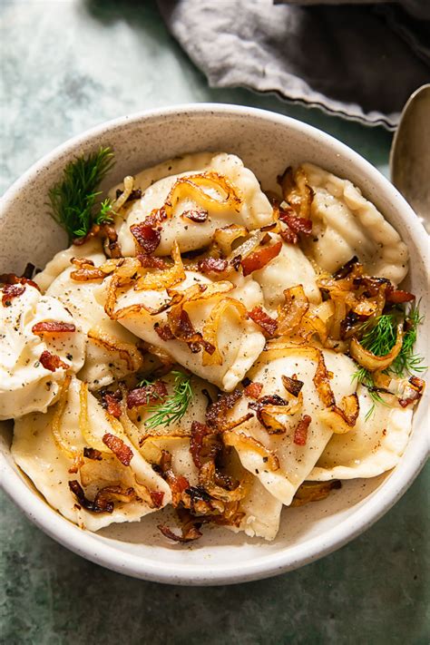 Potato, Bacon and Caramelised Onion Pierogi (Vareniki) - Vikalinka