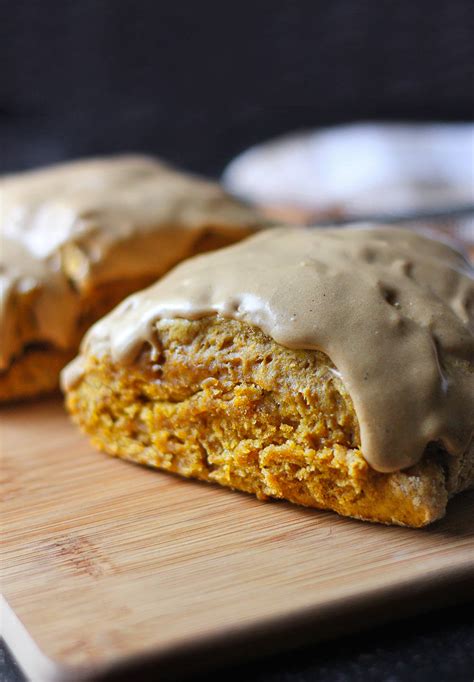 Pumpkin Spice Scones with Cappuccino Cream Glaze | SoupAddict