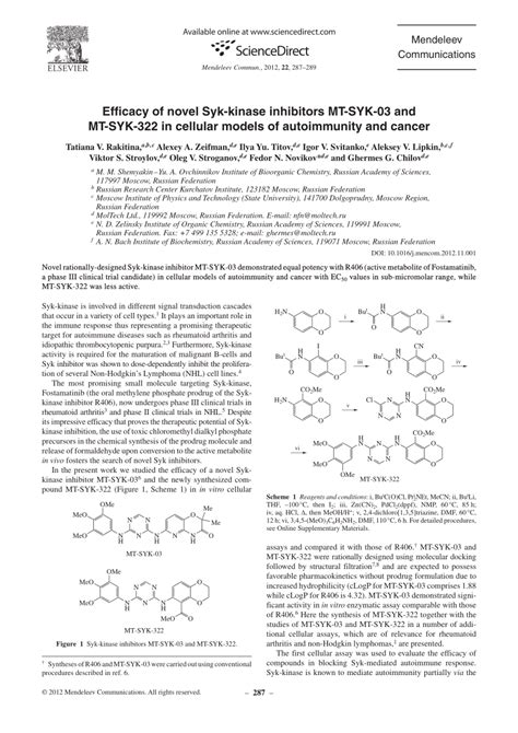 (PDF) Efficacy of novel Syk-kinase inhibitors MT-SYK-03 and MT-SYK-322 ...