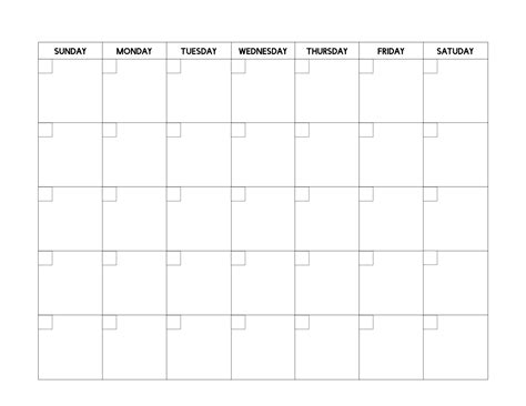 Blank Calendar Template - Excel Templates - Excel Templates