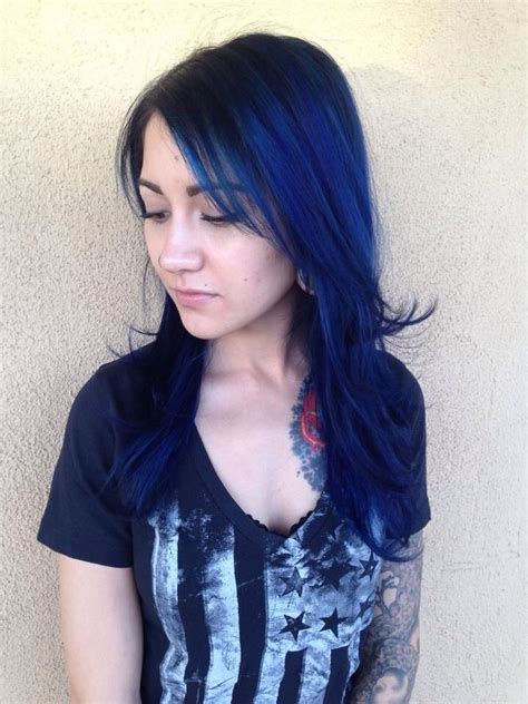 Electrics blue hair with a shadowed root from Inspire Uptown Salon ...