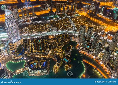 Dubai City Skyline at Night Stock Photo - Image of emirates, vacation ...