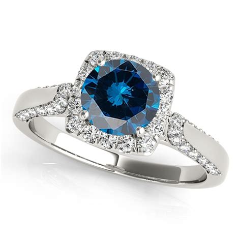 MauliJewels - 1.40 Ct Halo Unique Design Blue Diamond Engagement ...