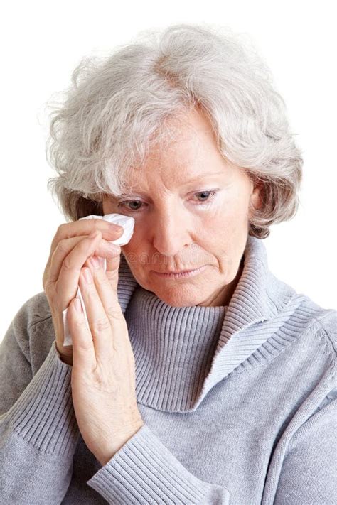 Old Woman Crying with Handkerchief Stock Photo - Image of hand, head ...