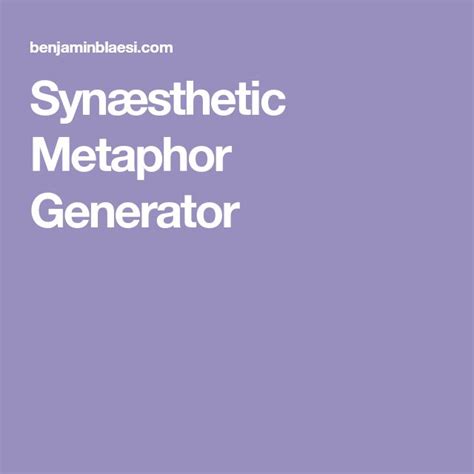 Synæsthetic Metaphor Generator | Metaphor, Generator, Homeschool