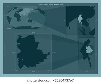 Shan State Myanmar Diagram Showing Location Stock Illustration ...