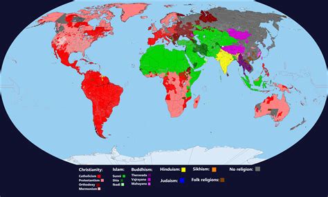 Detailed Map Of The World’s Religions - Vivid Maps