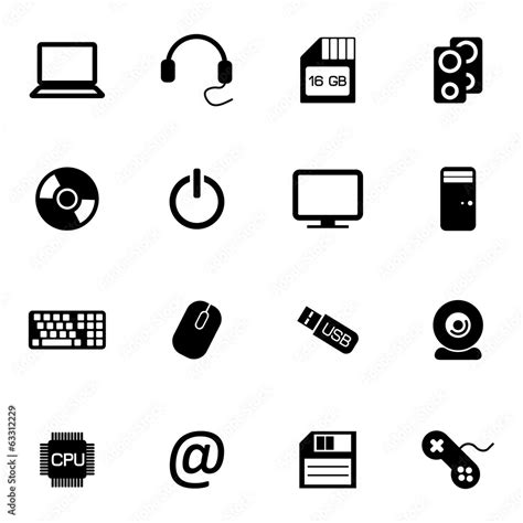 Vector black computer icons set Stock Vector | Adobe Stock