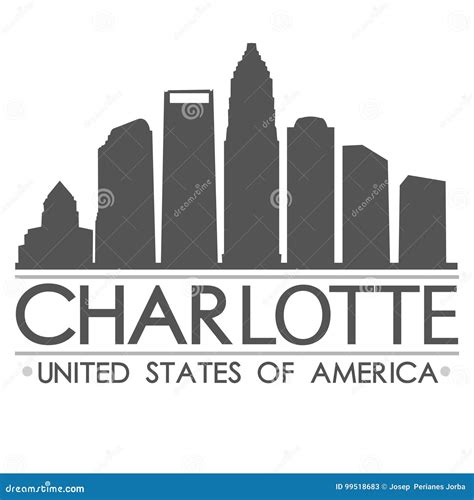 Charlotte Skyline Silhouette Design City Vector Art | CartoonDealer.com ...