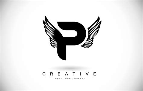 P Letter Logo with Wings. Creative Wing Letter P Logo icon Design ...