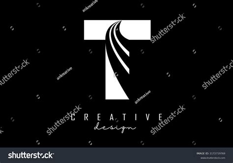 White Letter T Logo Leading Lines Stock Vector (Royalty Free ...