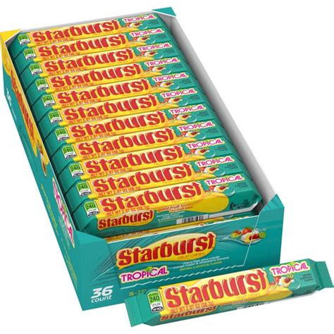 Starburst Tropical Fruit Chews Candy, 2.07 ounce (36 Single Packs ...