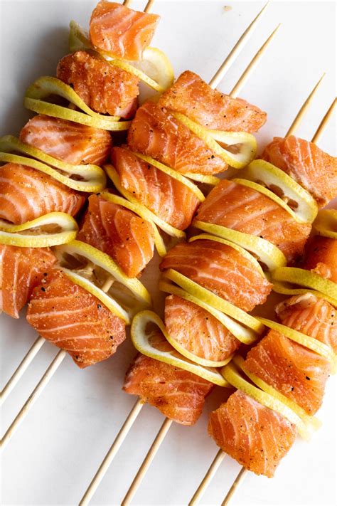 Grilled Salmon Skewers - Cooking with Cocktail Rings