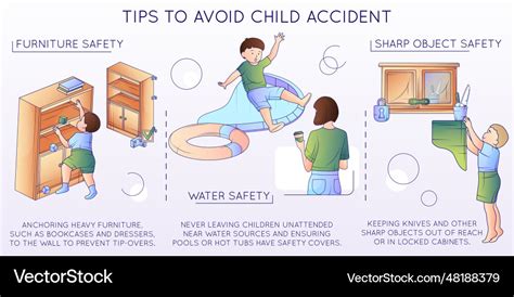 Child safety tips composition Royalty Free Vector Image