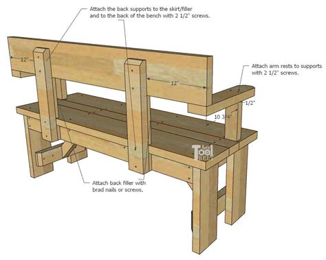 DIY Wood Bench with Back Plans - Her Tool Belt