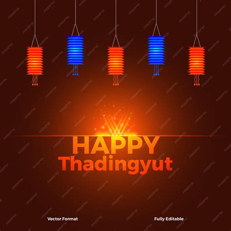 Premium Vector | Myanmar thadingyut festival background with blue and ...