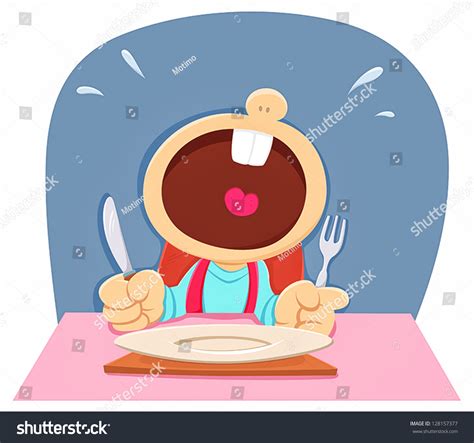 Hungry Child Crying Stock Vector Illustration 128157377 : Shutterstock