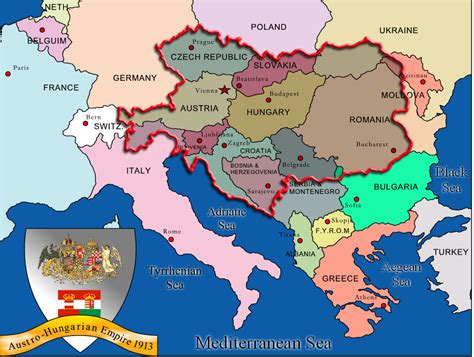 Overlay map of the Austro-Hungarian Empire onto the current map of ...