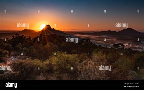 Sunrise over Mount Tibrogargan, Glass House Mountains, Queensland ...