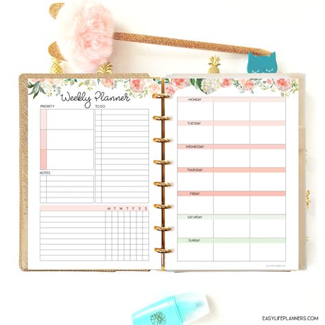 Weekly Planner A5 Planner Insert, Productivity Planner, Weekly planner ...