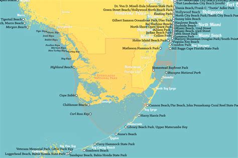 Florida Beaches Map 24x36 Poster - Best Maps Ever