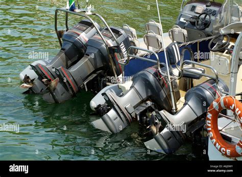 Powerboat engines outboard Stock Photo - Alamy