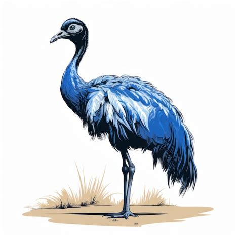 Premium AI Image | Blue Emu Bird Vector Illustration In Saturated Color ...