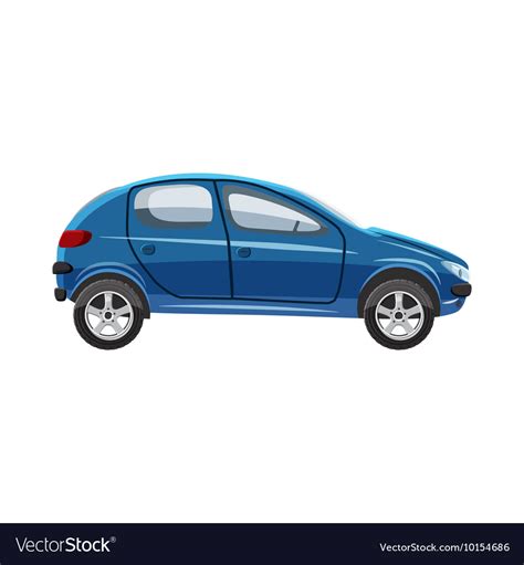 Blue hatchback car icon cartoon style Royalty Free Vector