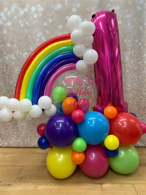 Personalised Rainbow balloon display - Created by Enchanted Balloons ...