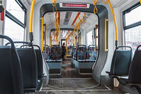 Interior of Modern High-speed Tram in Moscow Stock Photo - Image of ...