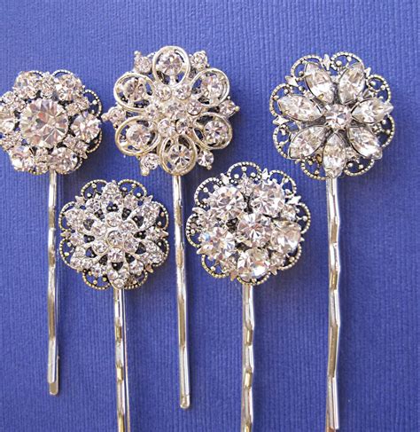 Wedding Accessories, Hair Pins, 5 Hair Pins, Rhinestone Hair ...