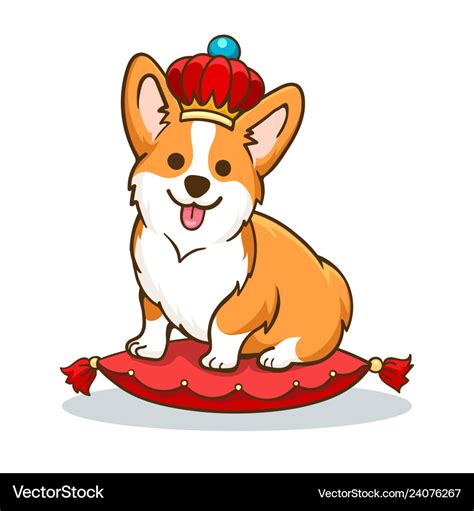 Corgi dog with crown Royalty Free Vector Image