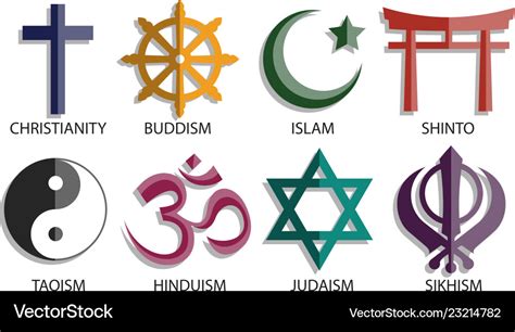 World religion symbol icon set Royalty Free Vector Image